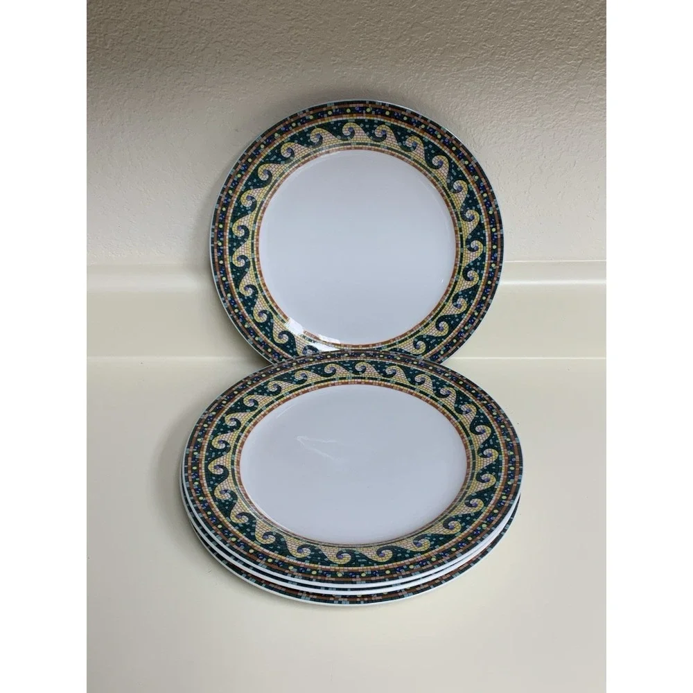Mosaic by Gabbay GBB13 Dinner Plates  Set Of 4 Geometric Scroll Wave